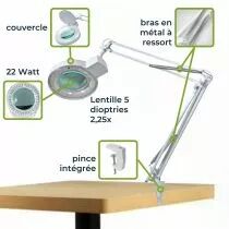 Lampe-loupe 5 dioptries- 22w - blanc (VTLAMP2WN)