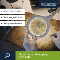 LAMPE-LOUPE LED AVEC PINCE - 5 DIOPTRES - 6 W - 30 LEDs - BLANC (VTLLAMP10N)