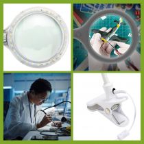 LAMPE-LOUPE LED AVEC PINCE - 5 DIOPTRES - 6 W - 30 LEDs - BLANC (VTLLAMP10N)