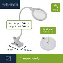 LAMPE-LOUPE LED AVEC PINCE - 5 DIOPTRES - 6 W - 30 LEDs - BLANC (VTLLAMP10N)