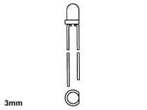 Led 3mm - rouge diffusant  - 8mcd (LED3RLN)