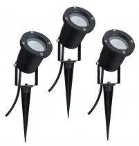 LED extérieur lumière pour plante avec piquet à planter IP44 3x3,5 W GU10 Noir (98897 )