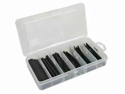 Lot de gaines thermor�tractables - noir avec colle 10cm - 85 pcs - dans coffret de rangement (K/STB2G)