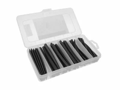 Lot de gaines thermor�tractables - noir avec colle 10cm - 85 pcs - dans coffret de rangement (K/STB2G)