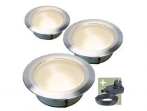 Ludeco - Olan 80 - spot à encastrer - set (3 pcs) - 12 V - 48 lm - 0.5 W - blanc chaud (PL6013.161)