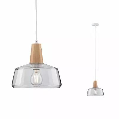 Lum en susp Neordic Yva max1x20W E27 Clair/bois 230V verre/bois (79744)