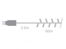 Lumière Immensité LED - Animée - 60 m - 900 lampes blanches - fil vert - modulateur - 31 V (IM-LED-A-60-31V-W)