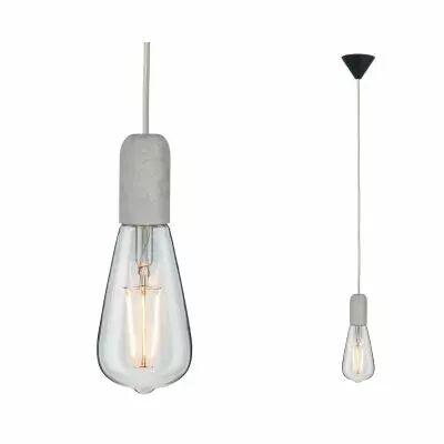 Luminaire en susp Neordic Jano max1x20W E27 Gris/Noir 230V b�ton/plastique (50388)