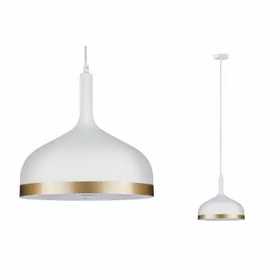 Luminaire en suspension Neordic Embla 1 flamme Blanc / Dor� (79628)