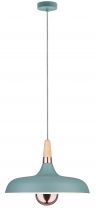 Luminaire en suspension Neordic Juna 1 flamme 34 cm Vert satiné / Cuivre / Bois (79655)