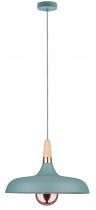 Luminaire en suspension Neordic Juna 1 flamme 34 cm Vert satiné / Cuivre / Bois (79655)