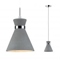 Luminaire en suspension Verve IP44 1 flamme Béton/Chrome (70890 )