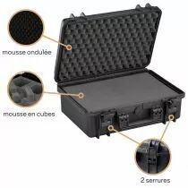 MALLETTE RIGIDE - 464 x 366 x 176 mm - AVEC MOUSSE (HC430S)