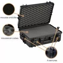 MALLETTE RIGIDE - 555 x 428 x 211 mm - AVEC MOUSSE (HC505S)