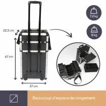 Mallette trolley en aluminium - 370 x 270 x 670 mm - 66,9 l - noir (1827-CJ)