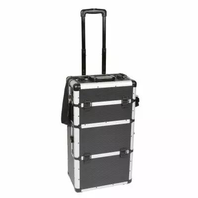 Mallette trolley en aluminium - noir - 370 x 270 x 670 mm (1827-CJ)