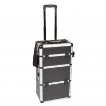 Mallette trolley en aluminium - noir - 370 x 270 x 670 mm (1827-CJ)
