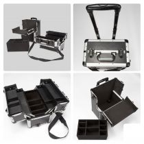 Mallette trolley en aluminium - noir - 370 x 270 x 670 mm (1827-CJ)