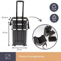 Mallette trolley en aluminium - noir - 370 x 270 x 670 mm (1827-CJ)