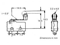 Microrupteur 5a, levier avec roulette (MS5-R)