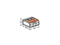 Mini borne de connexion à levier 3 x 0.2 - 4 mm² pour tout type de câble (WG221413)