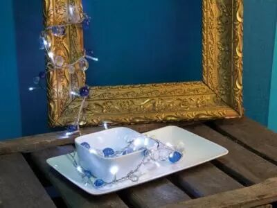Mini tablelight LED - 1.5 m - bleu oc�an - 24 LED - blanc - piles non incluses (MTL-LED-1.5-OCEAN-W)