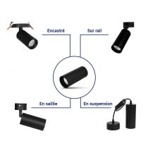 MODULAR SPOT NOIR 30W 3000K 3ANS (100214)
