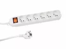 Multiprise &Agrave; 6 Prises Avec Interrupteur & Protection Contre Les Surcharges - Blanc (EWS6W)