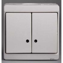 Mureva - double bouton-poussoir lumineux - blanc -Complet en saillie - IK07 IP55