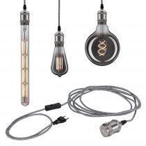 Neordic Luminaire en suspension Eldar E27 max. 20W Gris/Nickel Métal (79771)