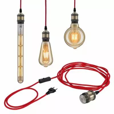 Neordic Luminaire en suspension Eldar E27 max. 20W Rouge/Nickel bross� M�tal (79770)