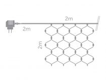 Netlight LED - 2 x 2 m - 144 lampes blanc chaud - fil noir - 36 V (NL-LED-2X2-36V-B-UW)