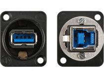 Neutrik - changeur de genre usb 3.0 réversible (type usb a et usb b) - boîtier nickelé type d (NAUSB3B)