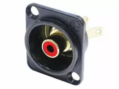 Neutrik - socle rca dans ch�ssis type d chrom� noir, anneau de rep�rage rouge (NF2DB-2)