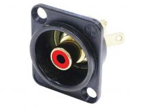 Neutrik - socle rca dans châssis type d chromé noir, anneau de repérage rouge (NF2DB-2)