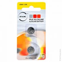 NX - Pile bouton alcaline blister LR44 NX - 0% Hg 1.5V 145mAh