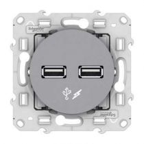Odace - chargeur double USB - Alu (S530409)