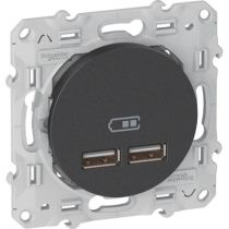 Odace - chargeur double USB - Anthracite (S540407)