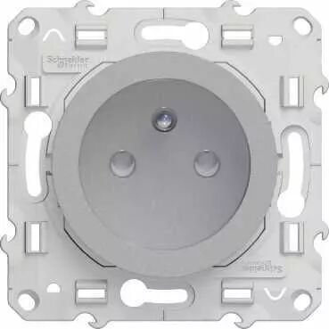 Odace - prise de courant 2P+T - Alu - � griffes - 2 connexions rapides par p�le (S535059)