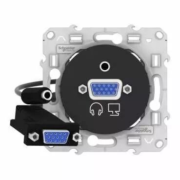 Odace - prise HD15 femelle mini jack - Anthracite (S540463)