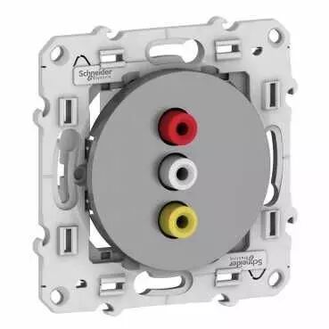 Odace - prise triple RCA femelle - Alu (S530464)