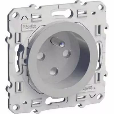 Odace, prise de courant 2p+t alu, � d�trompage, � vis, connexion � vis