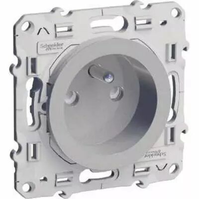 Odace, prise de courant 2p+t alu, � vis, connexion rapide