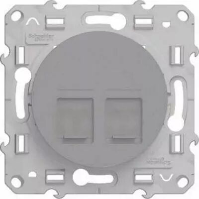 Odace, prise double RJ45 Alu, grade 1 (t�l�phone + informatique) cat. 6 UTP