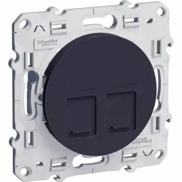 Odace, prise double RJ45 Anth., grade 1 (t�l�phone + informatique) cat. 6 UTP (S540485)