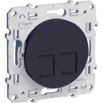 Odace, prise double RJ45 Anthracite, grade 3 (multimédia) cat. 6 STP, à vis (S540486)