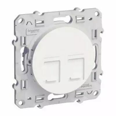 Odace, prise double rj45 blanc, grade 1 (t�l�phone + informatique) cat. 6 utp