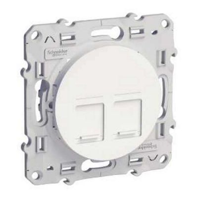 Odace, prise double rj45 blanc, sans connecteur (empreinte infraplus)