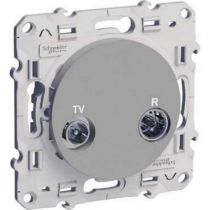 Odace, prise tv/fm alu, pour système en série, passage, à vis