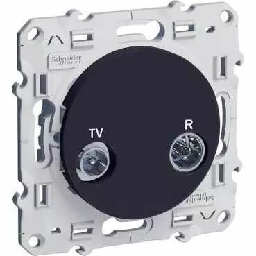 Odace, prise TV/FM Anthracite, individuelle, � vis (S540451)